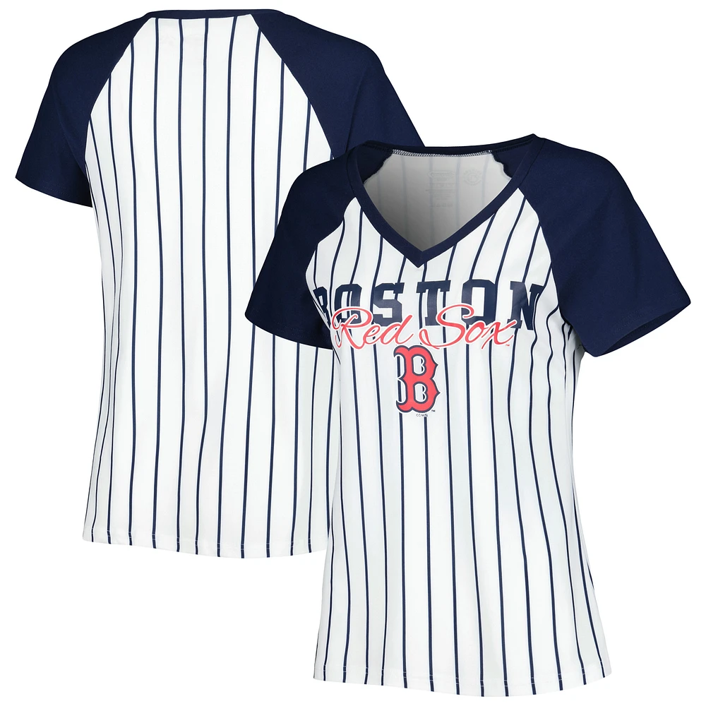 Women's Concepts Sport White Boston Red Sox Reel Pinstripe Top