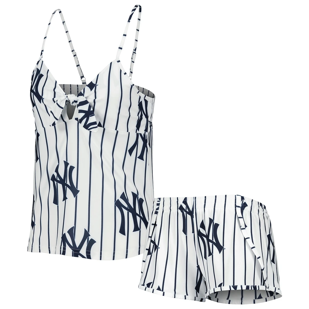 Women's Concepts Sport White New York Yankees Reel Allover Print Tank Top & Shorts Sleep Set