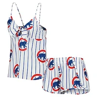 Women's Concepts Sport White Chicago Cubs Reel Allover Print Tank Top & Shorts Sleep Set