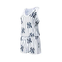 Women's Concepts Sport White New York Yankees Reel Pinstripe Knit Romper