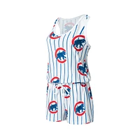 Women's Concepts Sport White Chicago Cubs Reel Pinstripe Knit Romper