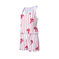 Women's Concepts Sport White Philadelphia Phillies Reel Pinstripe Knit Romper