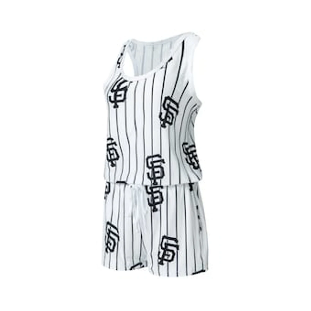 Women's Concepts Sport White San Francisco Giants Reel Pinstripe Knit Romper