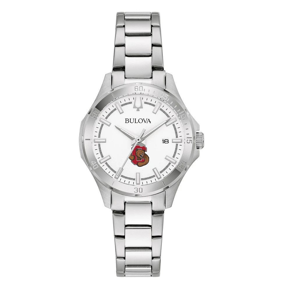 Women's Bulova Silver Cornell Big Red Stainless Steel Classic Sport Watch