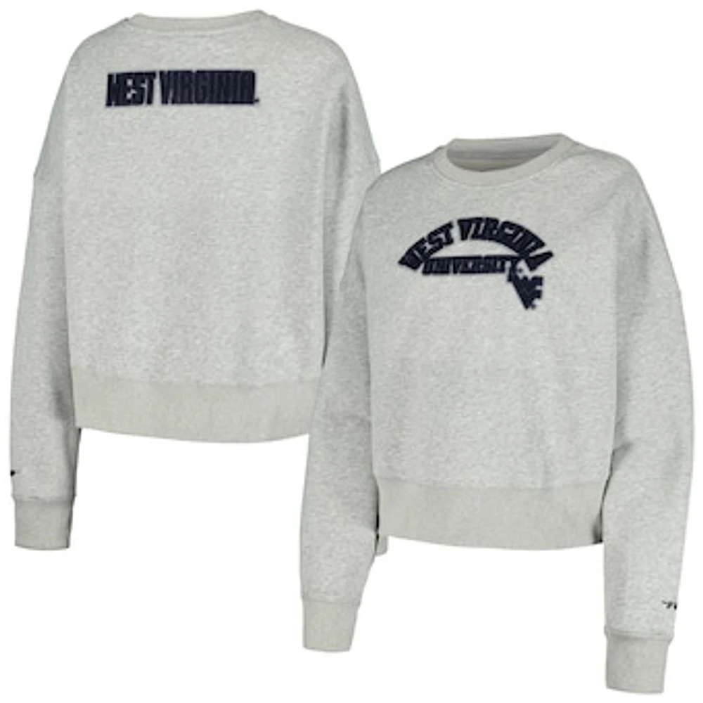 Women's Heather Gray West Virginia Mountaineers Classic 3-Hit Pullover Sweatshirt