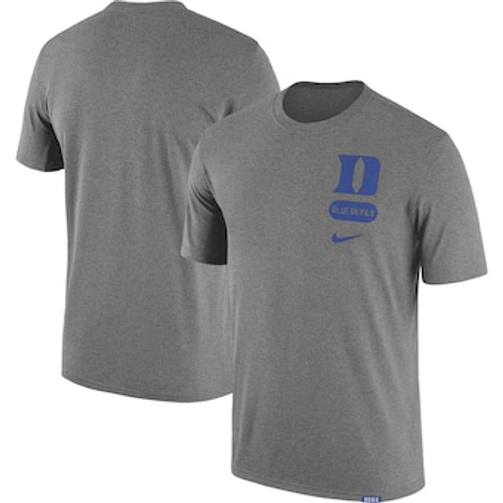 Men's Nike Heather Gray Duke Blue Devils Campus Letterman Tri-Blend T-Shirt