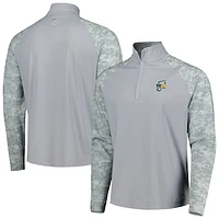 Men's FootJoy Gray WM Phoenix Open Camo Color Block Raglan 1/4-Zip Jacket