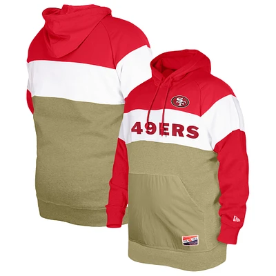 Men's New Era Gold San Francisco 49ers Big & Tall Current Colorblock Pullover Hoodie