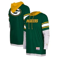 Men's New Era Green Green Bay Packers Current Day Long Sleeve Hoodie T-Shirt