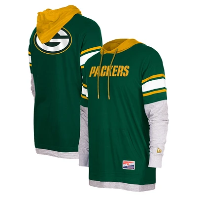 Men's New Era Green Green Bay Packers Current Day Long Sleeve Hoodie T-Shirt