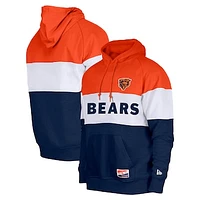 Men's New Era Navy Chicago Bears Throwback Colorblocked Pullover Hoodie