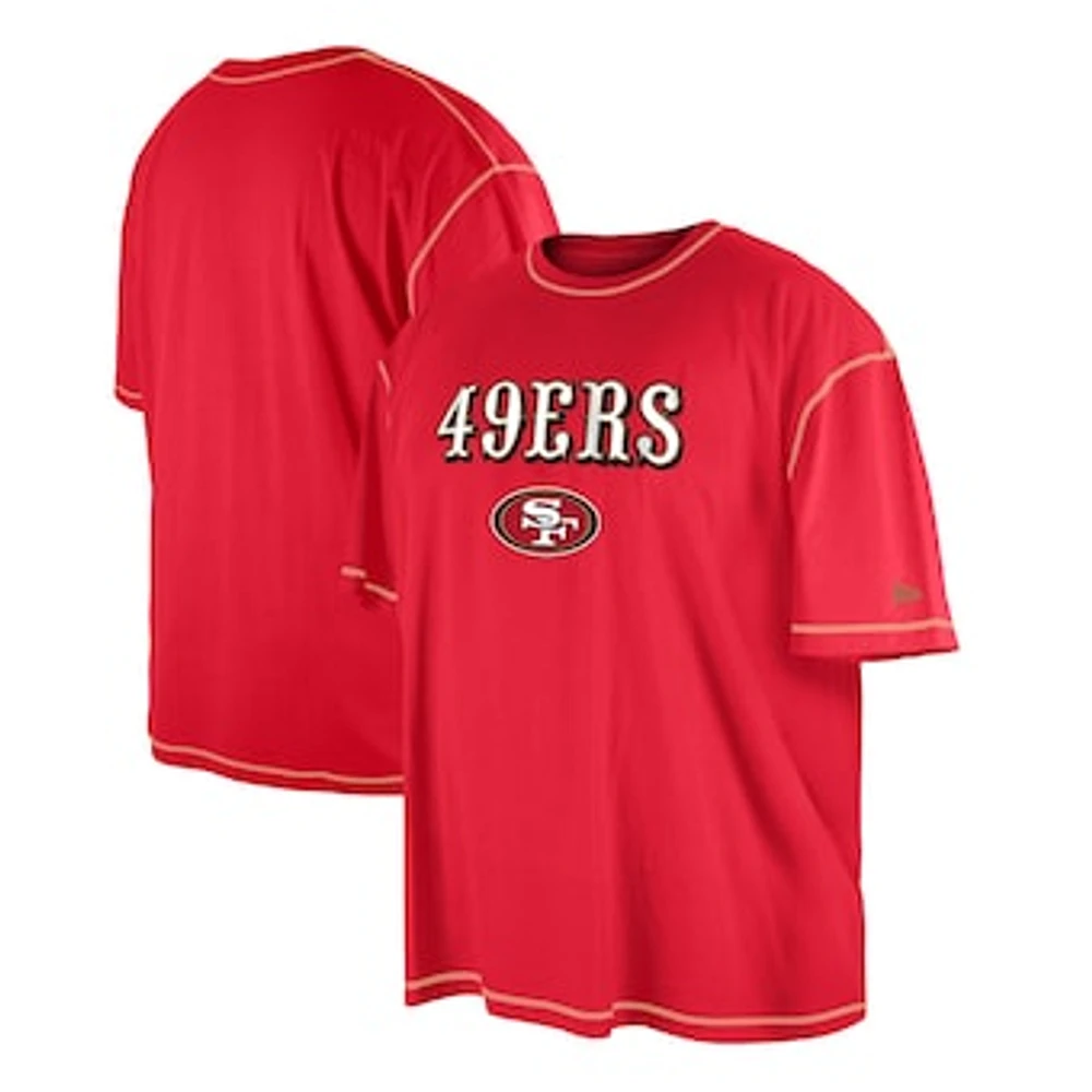 Men's New Era  Scarlet San Francisco 49ers Third Down Big & Tall Puff Print T-Shirt