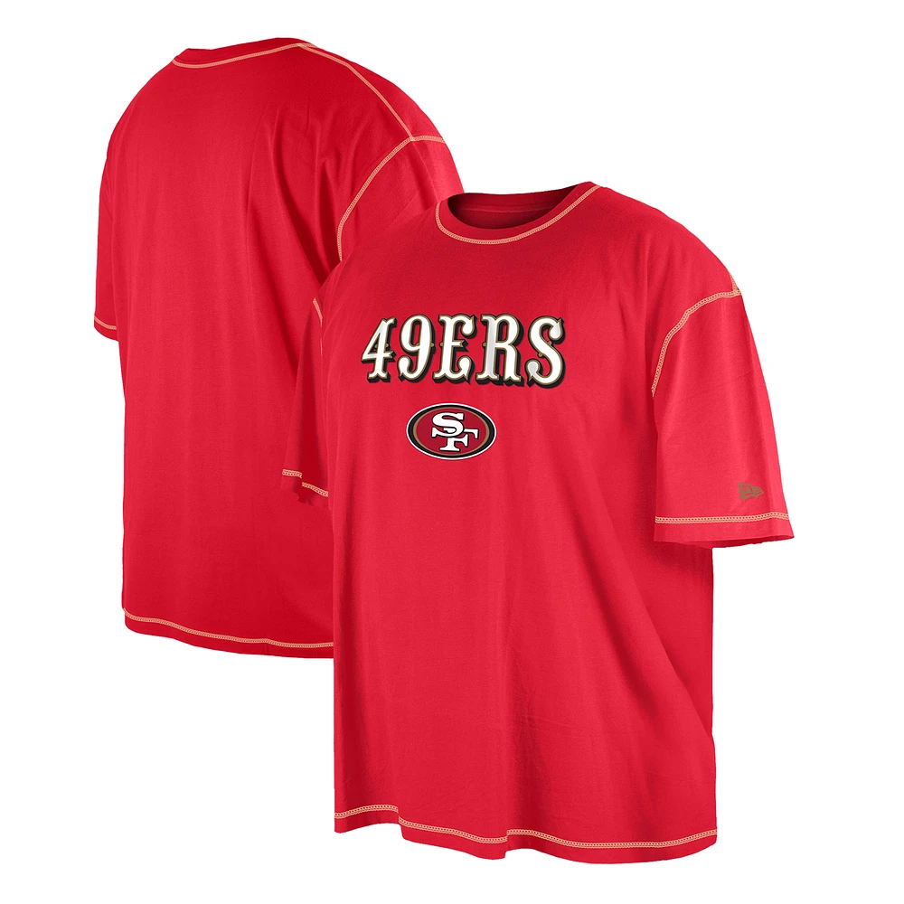 Men's New Era Scarlet San Francisco 49ers Third Down Big & Tall Puff Print T-Shirt