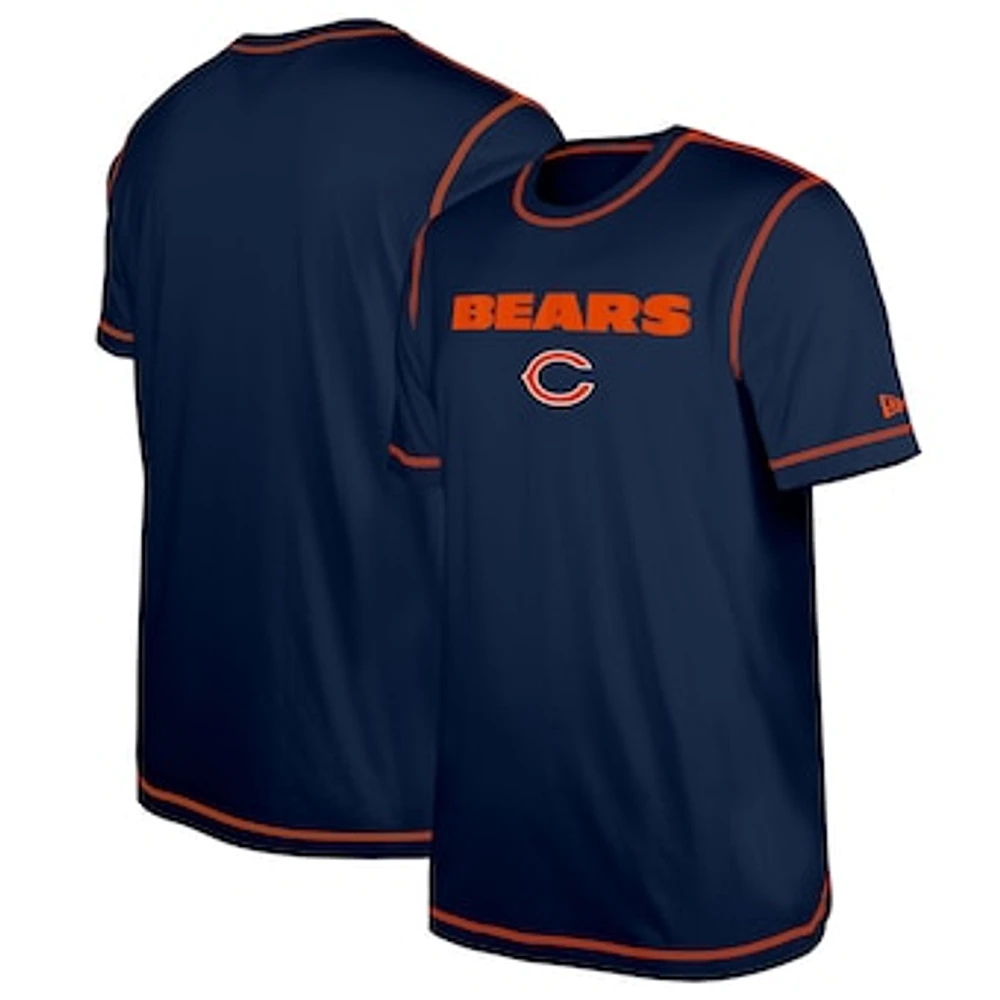 Men's New Era  Navy Chicago Bears Third Down Puff Print T-Shirt