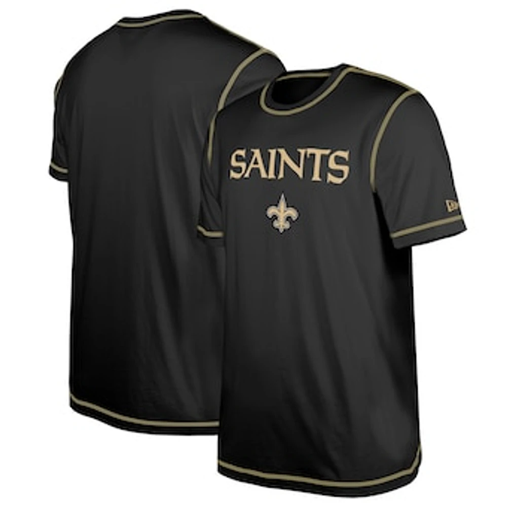 Men's New Era  Black Orleans Saints Third Down Puff Print T-Shirt