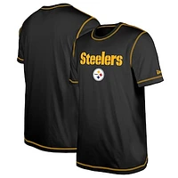 Men's New Era  Black Pittsburgh Steelers Third Down Puff Print T-Shirt
