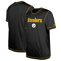 Men's New Era  Black Pittsburgh Steelers Third Down Puff Print T-Shirt