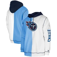 Men's New Era Light Blue/White Tennessee Titans Third Down Split Raglan Pullover Hoodie