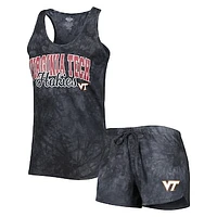 Women's Concepts Sport Charcoal Virginia Tech Hokies Billboard Tie-Dye Tank and Shorts Sleep Set