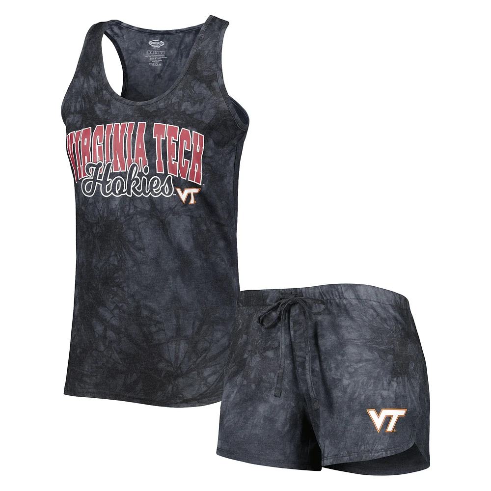 Women's Concepts Sport Charcoal Virginia Tech Hokies Billboard Tie-Dye Tank and Shorts Sleep Set