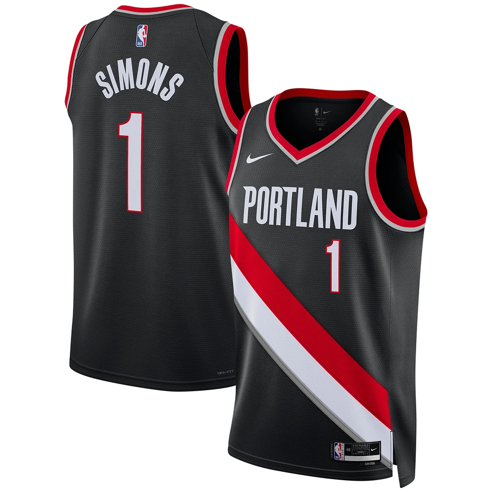 Unisex Nike Anfernee Simons Black Portland Trail Blazers Swingman Jersey - Icon Edition