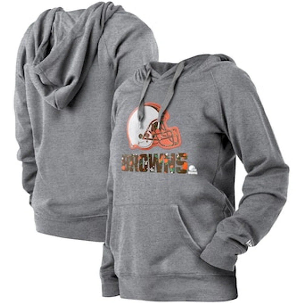 Women's New Era  Gray Cleveland Browns Floral Raglan Pullover Hoodie