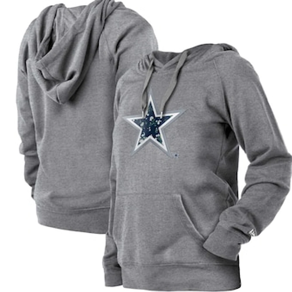 Women's New Era  Gray Dallas Cowboys Floral Raglan Pullover Hoodie