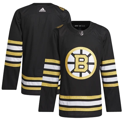 Men's adidas  Black Boston Bruins 100th Anniversary Primegreen Authentic Jersey