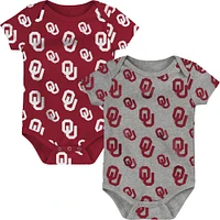 Newborn & Infant Crimson/Heather Gray Oklahoma Sooners Two-Pack Double Up Bodysuit Set