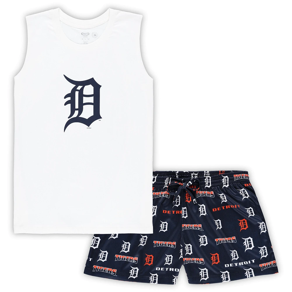 Women's Concepts Sport White/Navy Detroit Tigers Plus Tank Top & Shorts Sleep Set