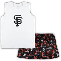 Women's Concepts Sport White/Black San Francisco Giants Plus Tank Top & Shorts Sleep Set