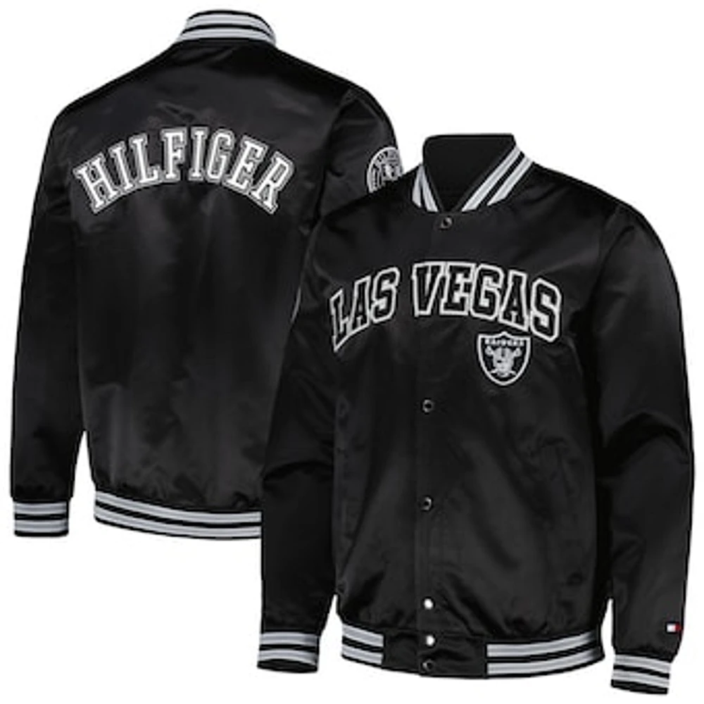 Men's Tommy Hilfiger Black Las Vegas Raiders Elliot Varsity Full-Snap Jacket