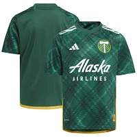 Youth adidas Green Portland Timbers 2023 Plaid Kit Replica Jersey