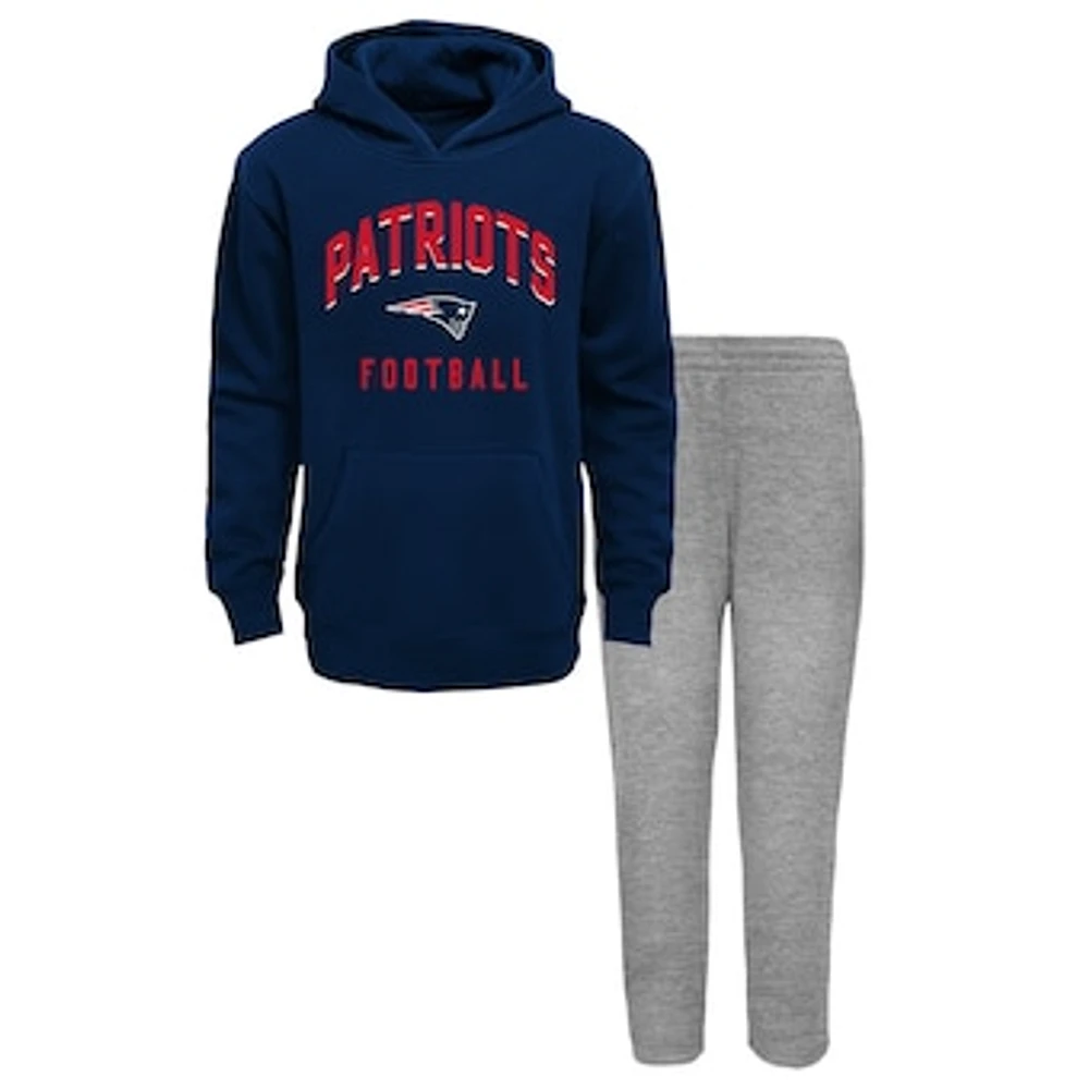 Toddler Navy/Heather Gray New England Patriots Play by Play Pullover Hoodie & Pants Set