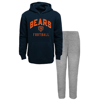 Youth Navy/Heather Gray Chicago Bears Play by Play Lightweight Pullover Hoodie & Fleece Pant Set