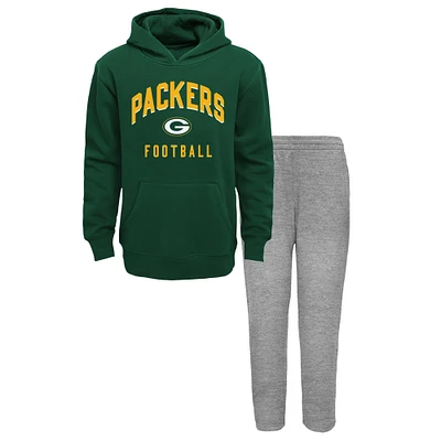 Youth Green/Heather Gray Green Bay Packers Play by Lightweight Pullover Hoodie & Fleece Pant Set