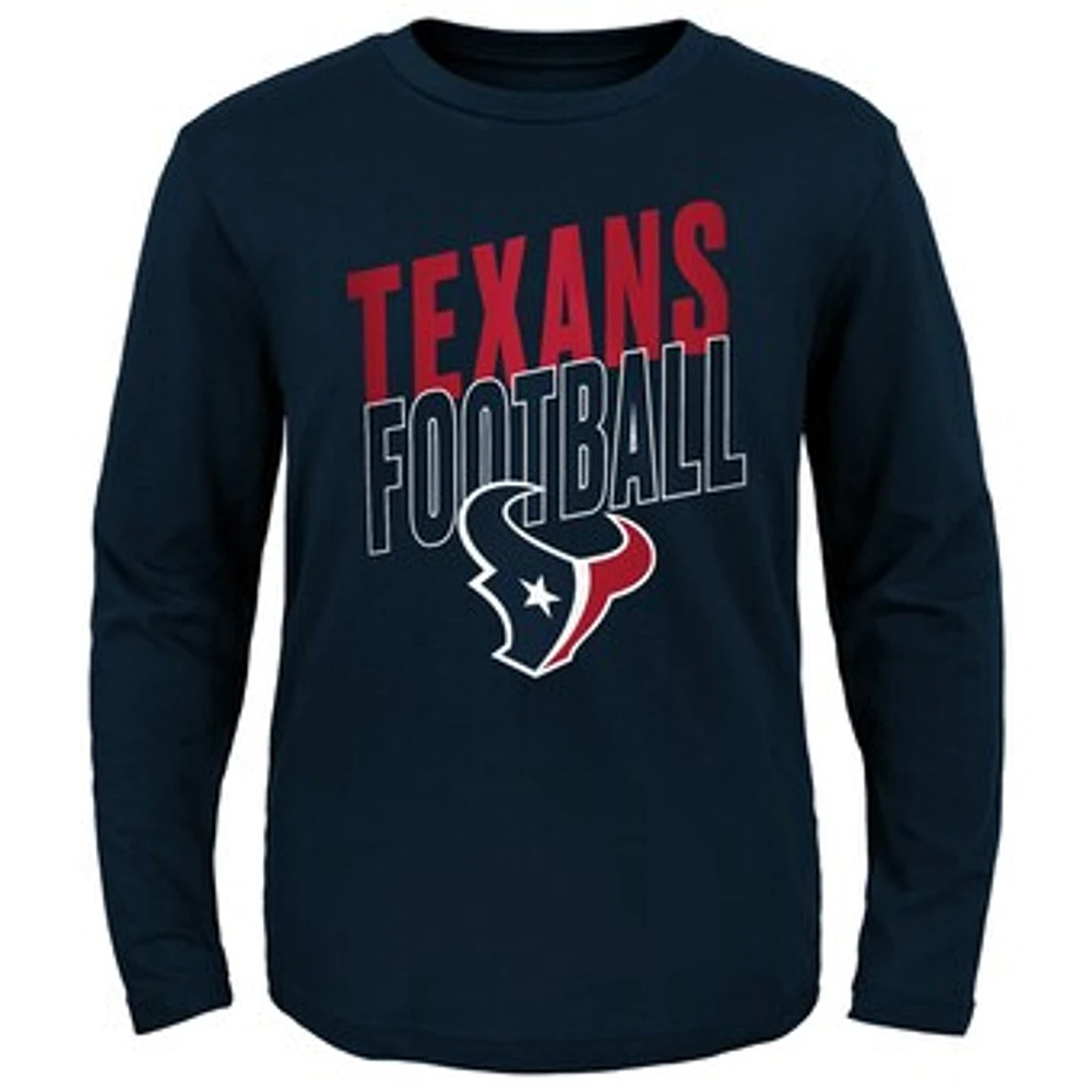 Youth Navy Houston Texans Showtime Long Sleeve T-Shirt