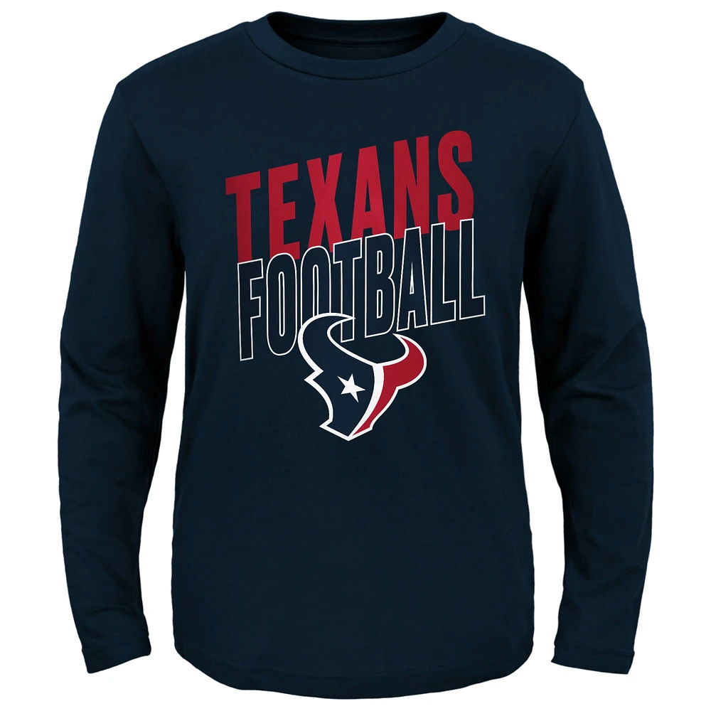 Youth Navy Houston Texans Showtime Long Sleeve T-Shirt