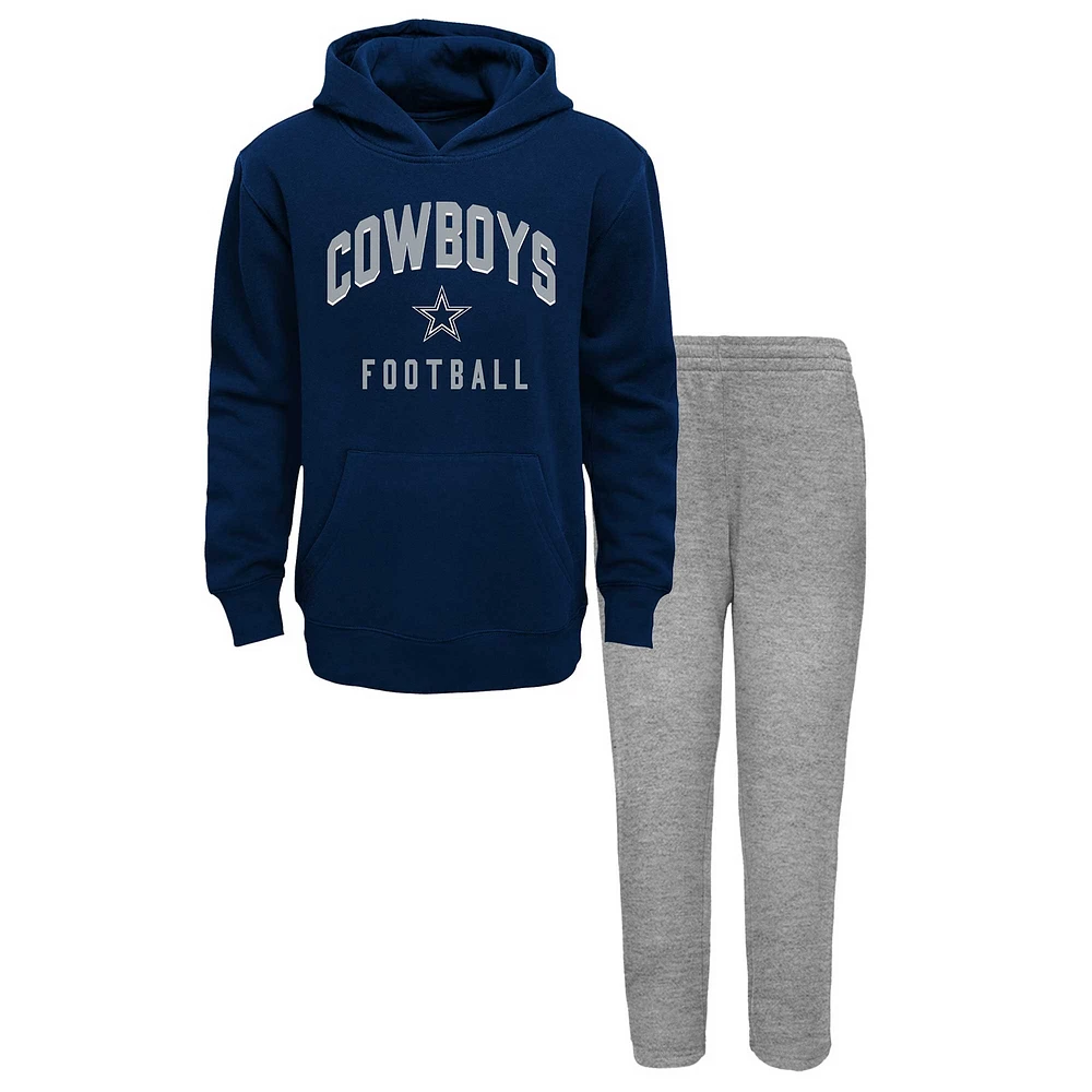 Youth Navy/Heather Gray Dallas Cowboys Play by Play Lightweight Pullover Hoodie & Fleece Pant Set