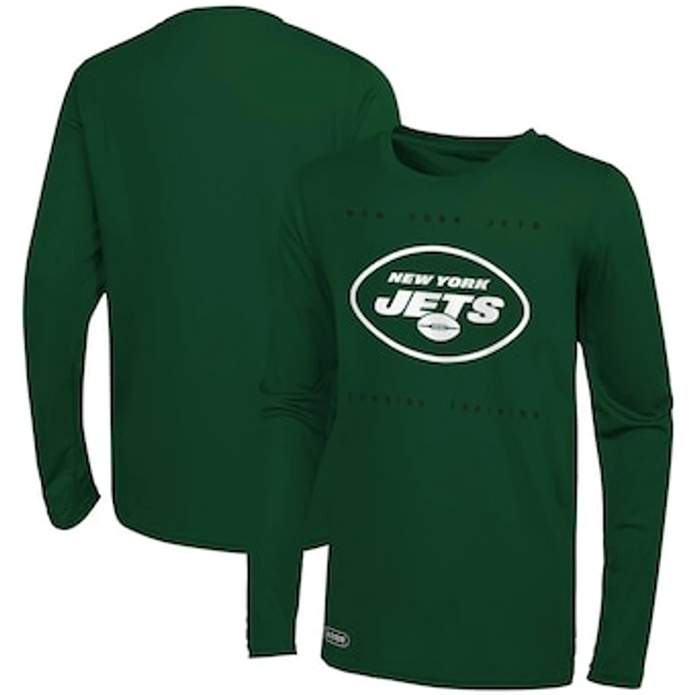 Men's Green New York Jets Side Drill Long Sleeve T-Shirt