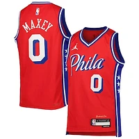 Youth Jordan Brand Tyrese Maxey Red Philadelphia 76ers Swingman Jersey - Statement Edition