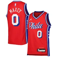 Youth Jordan Brand Tyrese Maxey Red Philadelphia 76ers Swingman Jersey - Statement Edition