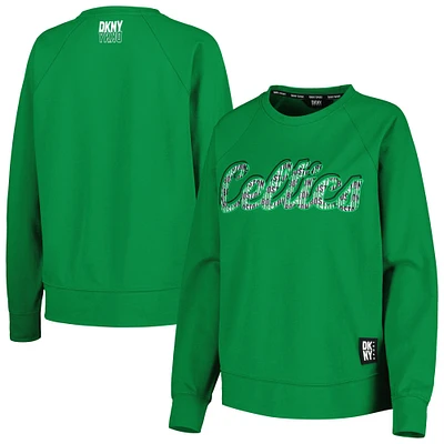 Women's DKNY Sport Kelly Green Boston Celtics Regina Raglan Pullover Sweatshirt