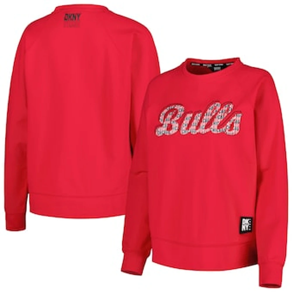 Women's DKNY Sport Red Chicago Bulls Regina Raglan Pullover Sweatshirt