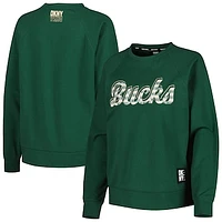 Women's DKNY Sport Hunter Green Milwaukee Bucks Regina Raglan Pullover Sweatshirt