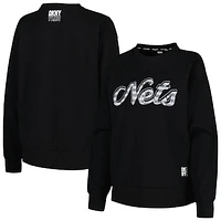 Women's DKNY Sport Black Brooklyn Nets Regina Raglan Pullover Sweatshirt