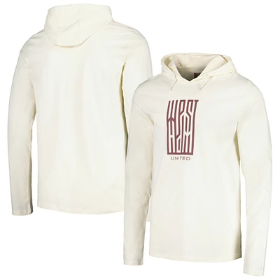 Men's Cream West Ham United Long Sleeve Hoodie T-Shirt