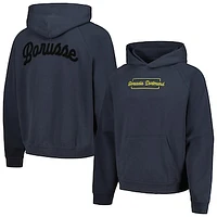 Men's Navy Borussia Dortmund Old English Oversized Raglan Pullover Hoodie