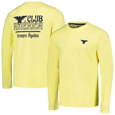 Men's Yellow Club America Slogan Relaxed Long Sleeve T-Shirt