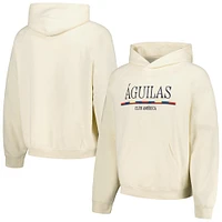 Men's Cream Club America Team Stripe Oversized Pullover Hoodie